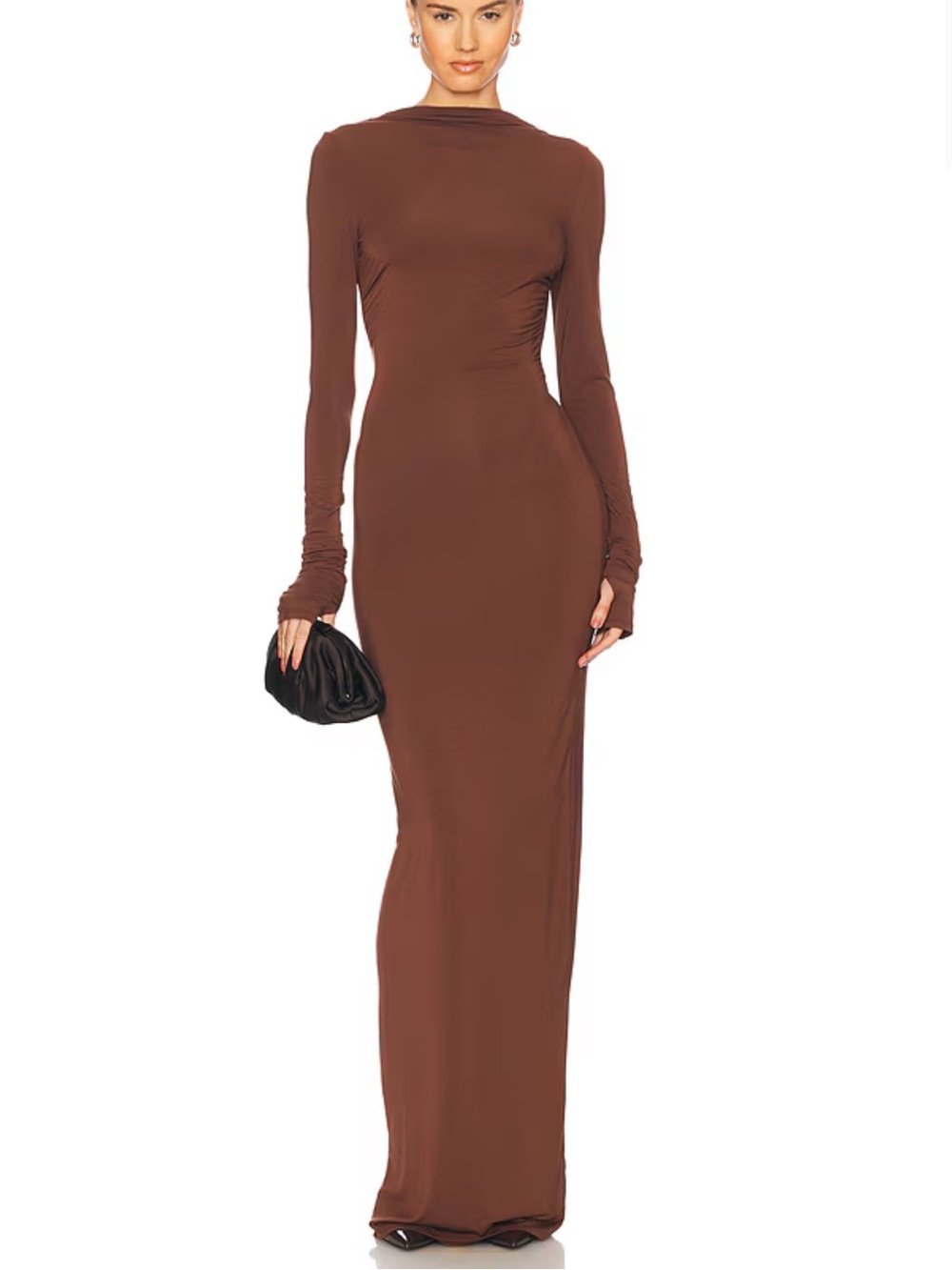 Helsa Revolve Brown Jersey Backless Maxi Dress Women’s Sz XS